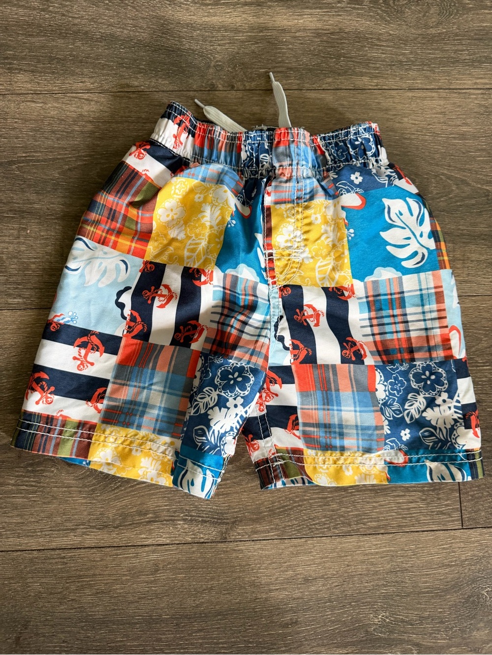 Sz 18-24m Patchwork Swim Shorts - Blue, Yellow, Red